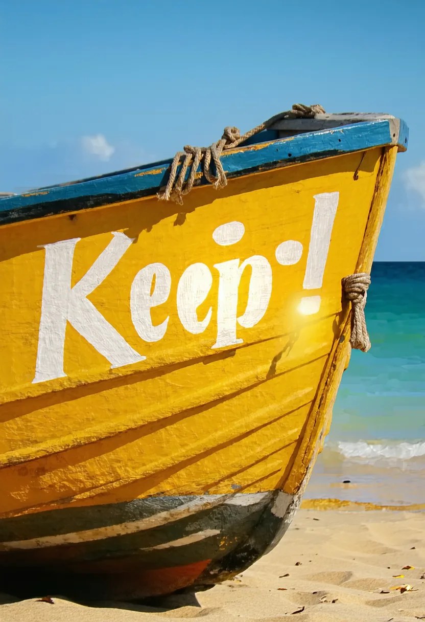 Turn this into a calm blue-hour scene: warm lanterns glowing on the boat, first stars in the sky, keep the boat and lettering exactly as they are.